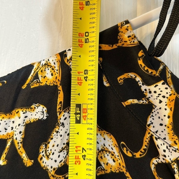 Sleeveless 100% Silk Dress Printed Leopard Cheetah Jaguar Cat Lady High Low Sz M - Picture 8 of 9